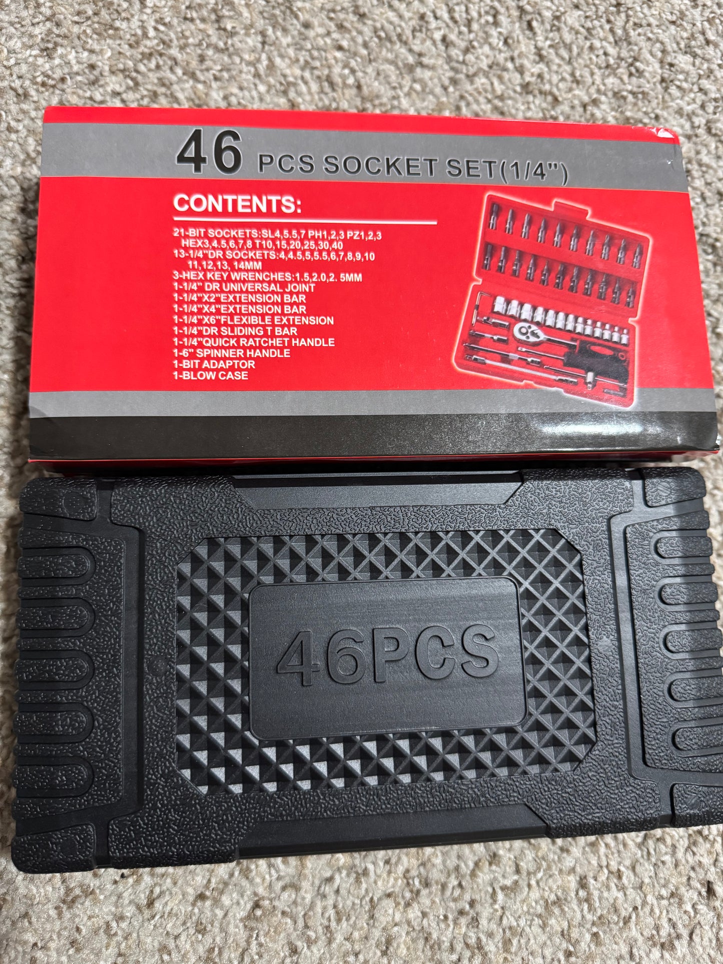 46pcs Of High-quality Professional Tool Kits, Mechanical Tool Kits Specially Designed For Car Maintenance, And Include 1/ 4 Inch Wrench Barrels Along With Ratchet Wrench Sets With Sockets And Extension Rods, Household Use