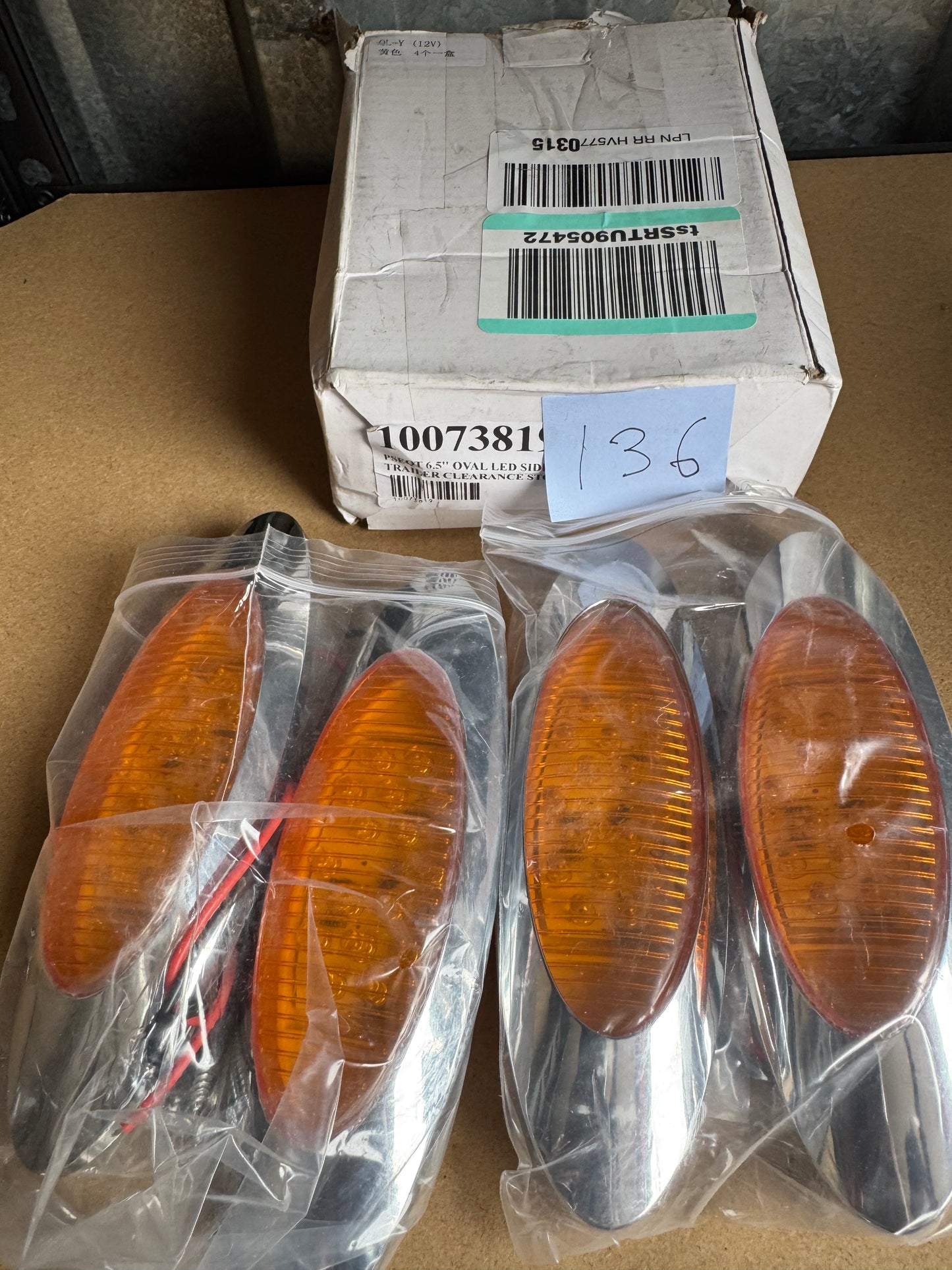 PSEQT 6.5'' Oval LED Side Marker Lights Trailer Clearance Stop Turn Signal Lights w/Red Lens Surface Mount 16LED Fender Front Rear Running Light Waterproof for Truck Pickup Caravan RV Bus (Amber)