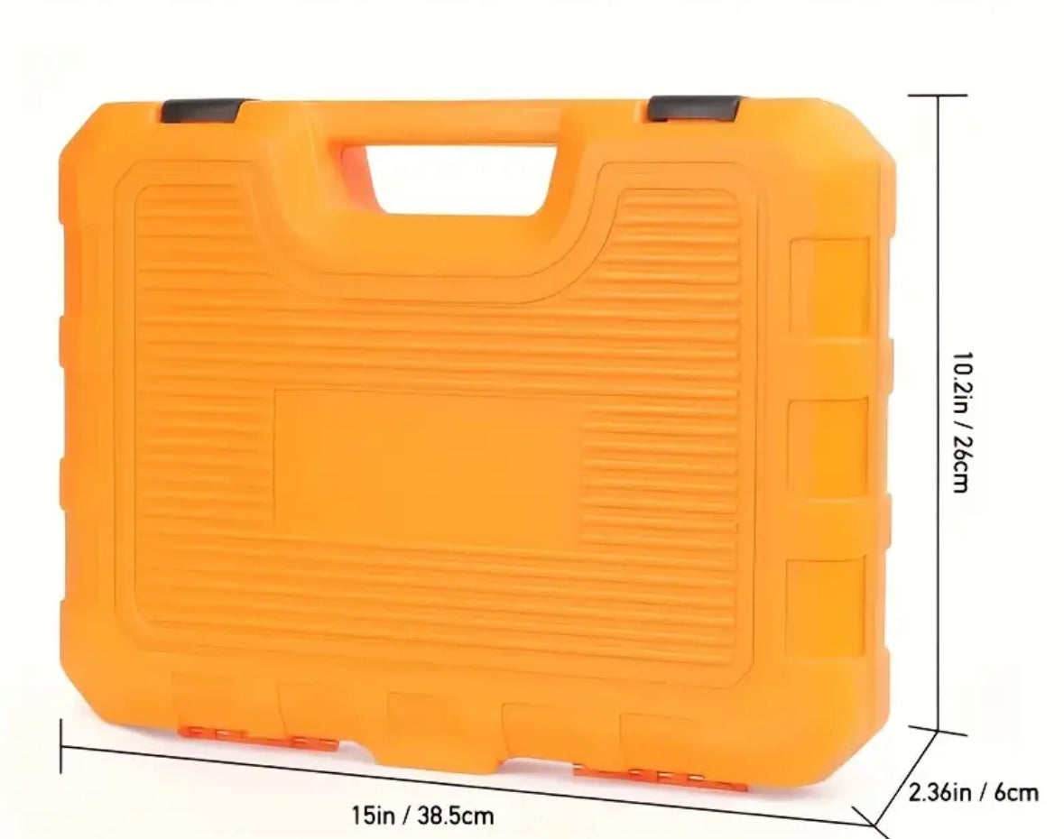 53 Sleeve Tool Set, Metric (8 To 22 Mm) Car/bike Repair Machinery Tool Set, 1/2*1/4 Size, With Ratchet Handle, Extension Rod, Joint And Storage Box