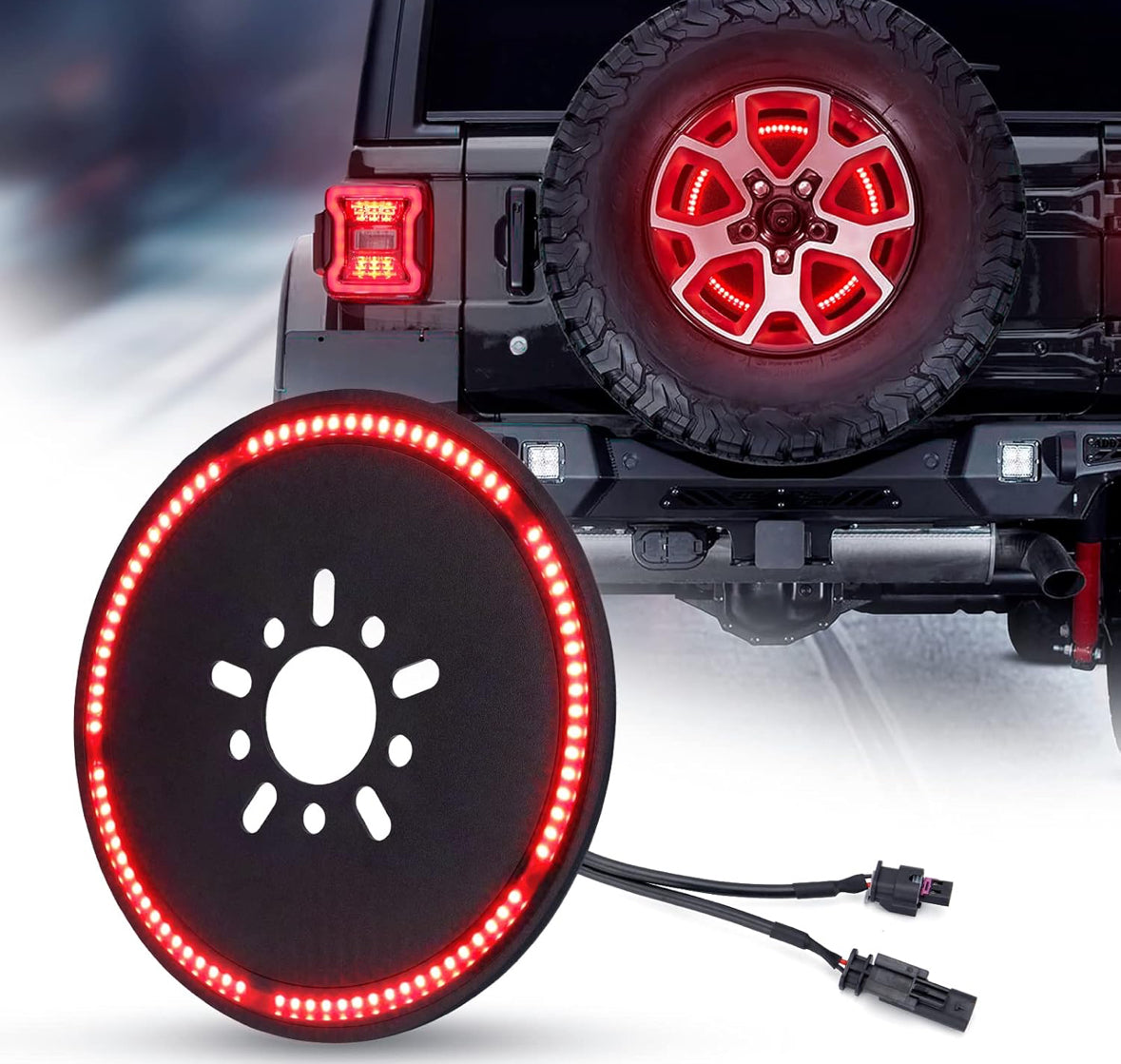SUPAREE Plug and Play Spare Tire Brake Light Wheel 3rd Third Brake Light JL Spare Tire Light fits for Wrangler JL JLU 2018-2025 with Back Up Camera