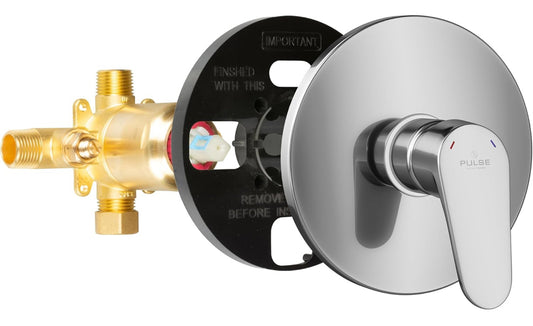 PULSE ShowerSpas 3001-RIV-PB-CH Tru-Temp Mixing Valve, Pressure Balance Rough-In Valve Trim Kit, Round, 1/2" NPT, Polished Chrome