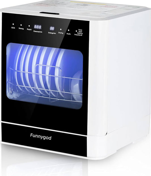 Dishwasher Countertop dishwasher Portable automatic cleaning 4cleaning modes and drying and disinfection mode Just connect a bucket to automatically Absorb water or connect to a faucet to Absorb water