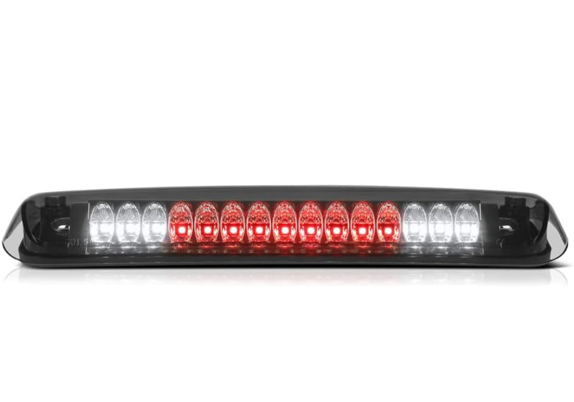 Full LED Smoked Third Brake Tail Cargo CHMSL Light Compatible With 2004-2008 Ford F150 Pickup Chrome Housing Smoked Tinted Lens Pair Set