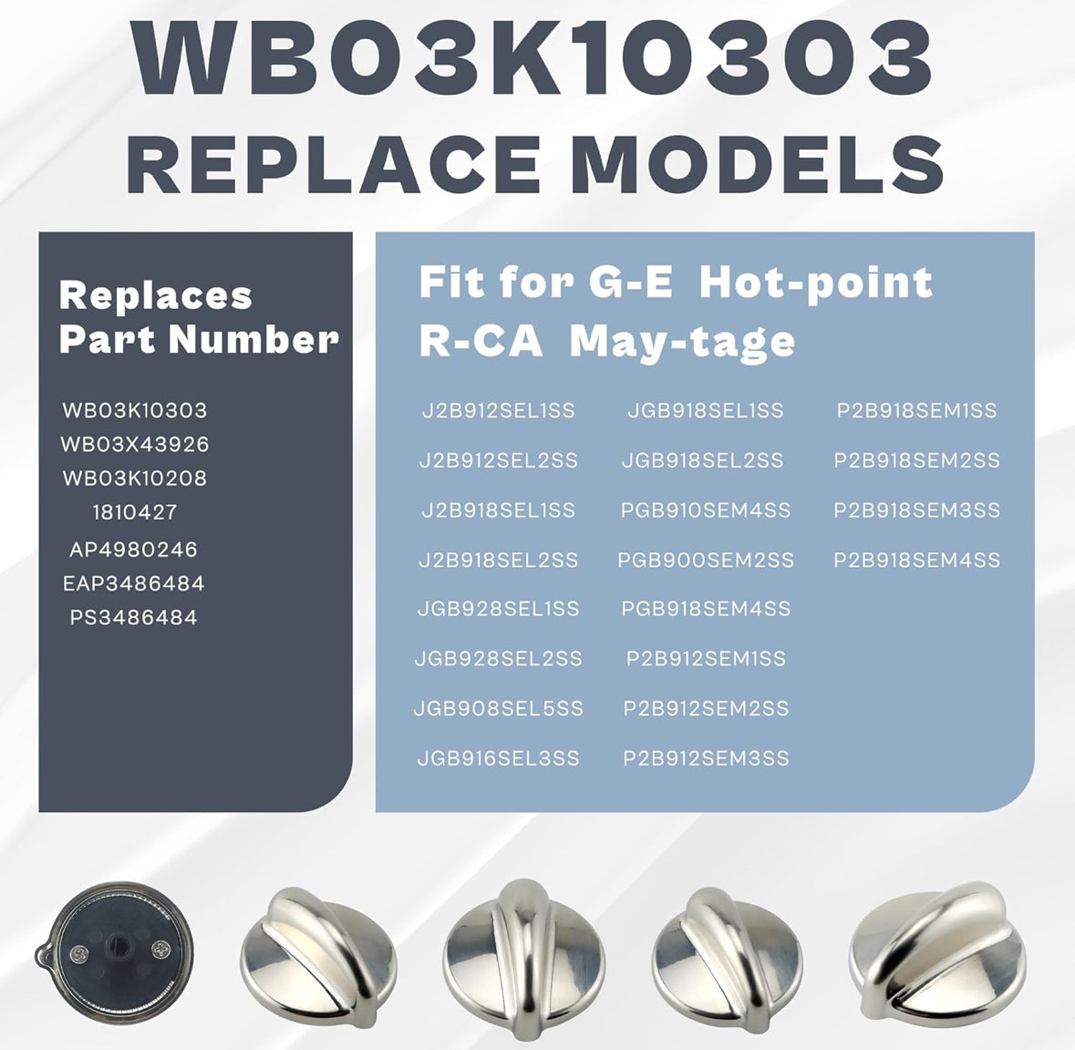 TOMOON Profile Stove Knobs for G.E(EGR J2B JGB P2B PGB Series) Gas Range/Stove- WB03K10303 Burner Control Knob Stainless Steel -G.E Cooktop Knobs Replace WB03K10208 WB03X43926