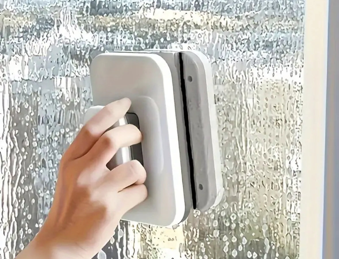 1pc Dual-Sided Magnetic Window Cleaner with Strong Magnets, High-Rise Glass Cleaning Tool, ABS Handheld Safety Design, Anti-Pinch & Drop Protection, Suitable for 3-10mm Thickness Glass, Magnetic Window Cleaners Outside And Inside