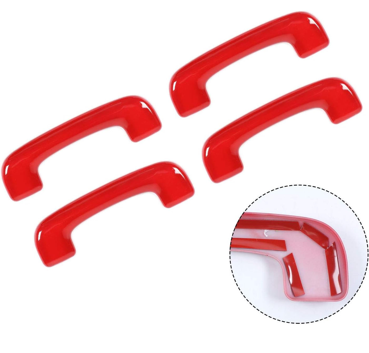Voodonala for Charger Roof Top Handle Roof Grab Handle Cover Trim for 2015-2024 Dodge Charger Interior Accessories, ABS Red 4pcs