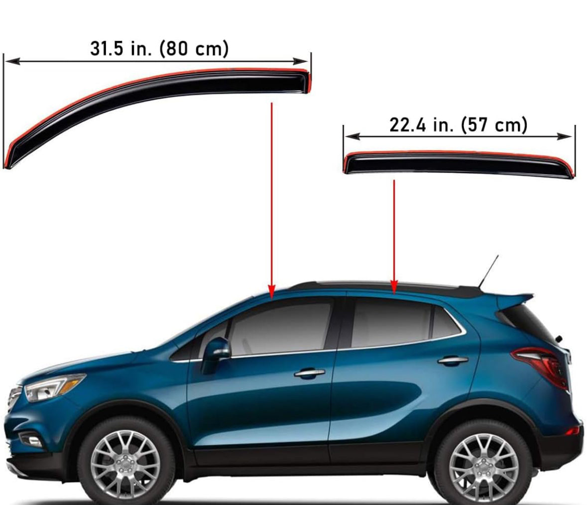 Lightronic Extra Durable Clip-on in-Channel Auto Vent Window Visor, Fits 2013-2022 Buick Encore (Not Fit GX), 2013-2022 Chevrolet Trax, UV Protection Rain Guard, Original Wind Deflector, Smoke, 4Pcs