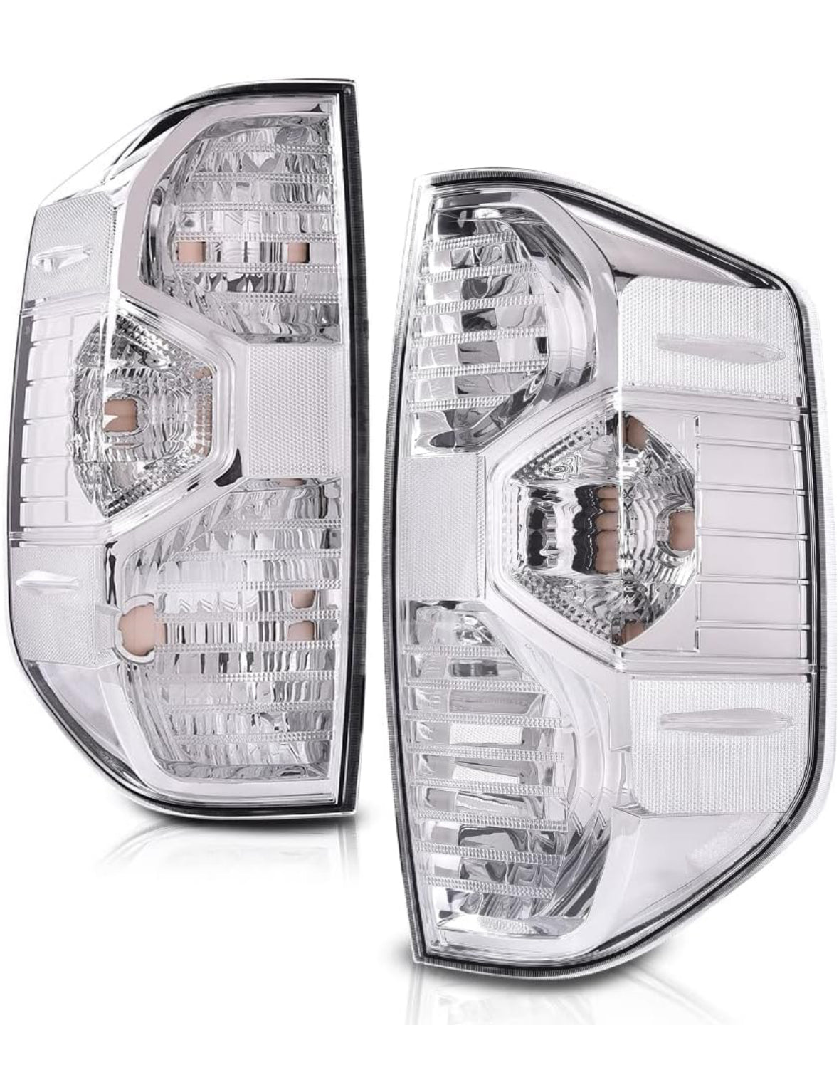 PIT66 Tail Lights Assembly, Compatible with Toyota Tundra Pickup 2014-2021, Rear Tail Lamp, Left Driver & Right Passenger, Clear Lens Chrome Housing