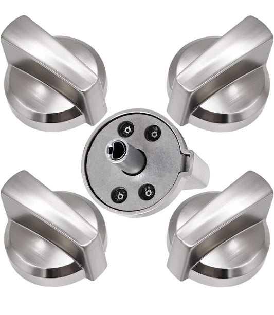 Funmit 5 Pack WB03X25796 Heavy Duty Burner Knob Exact Compatible with General Electric(GE) Stove Range Replaces AP5986232 WB03T10326 PS11721433 B071RXPPGF 4362262 Cooktop, Silver