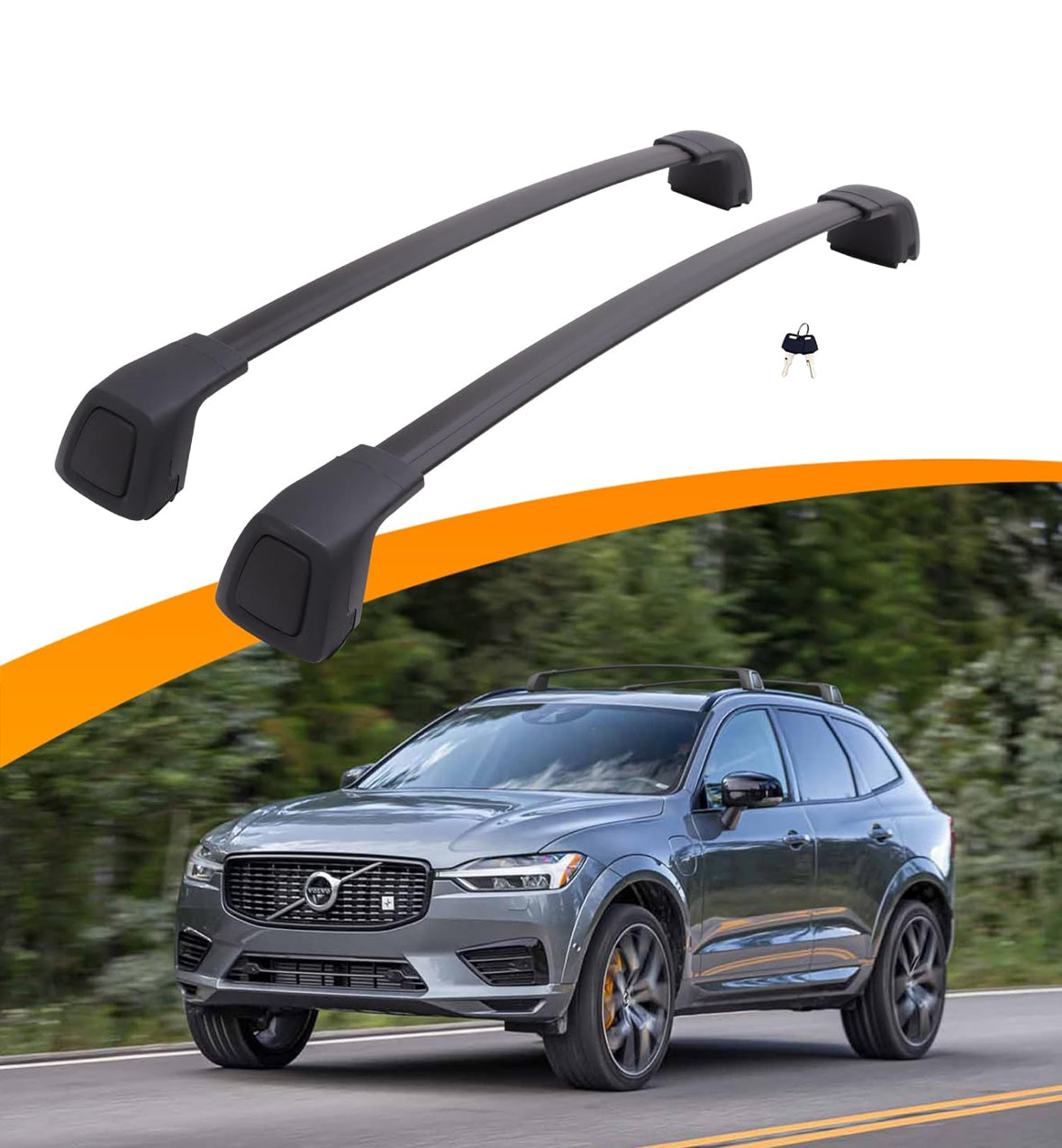 Upgraded Cross Bars Fit for Volvo XC60 2018-2025 Lockable Roof Rack Crossbars Cargo Accessories