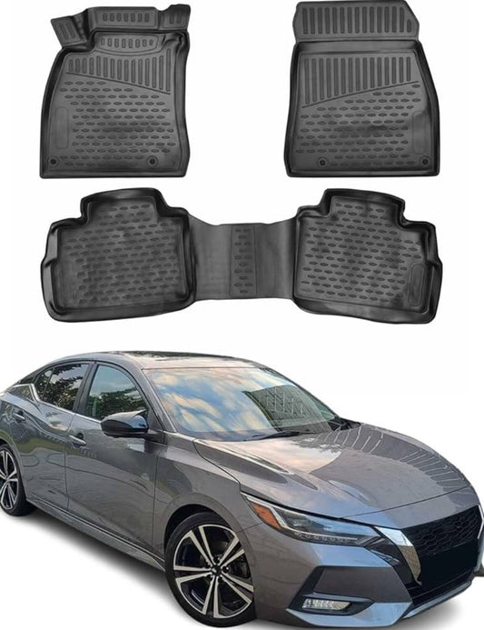 Floor Mats for Nissan Sentra 2020-2025 Car Mats All Weather 3D Custom Fit Rubber Mat Waterproof Odorless TPE Floor Liners Laser Measured Non-Slip (Black)