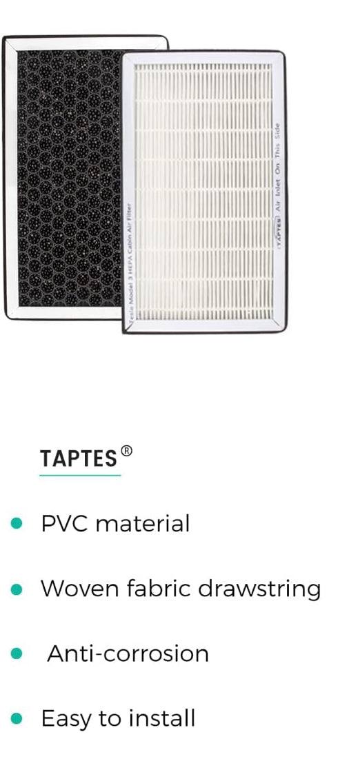 TAPTES HEPA Air Filter for Tesla Model 3 & Y Cabin Air Filter 2 Pack with Activated Carbon, 2017-2025 Compatibility