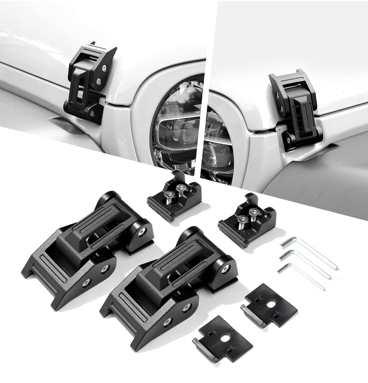 Seven Sparta Hood Latches Aluminum Hood Catch Compatible with Jeep Wrangler JK/JKU 2007-2017, JL/JLU 2018-2022 & Jeep Gladiator 2020-2022, 1 Pair (Base)
