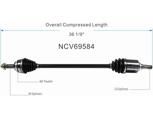 GSP NCV69584 CV Axle Shaft Assembly - Right Front (Passenger Side), black, 39.4 inch