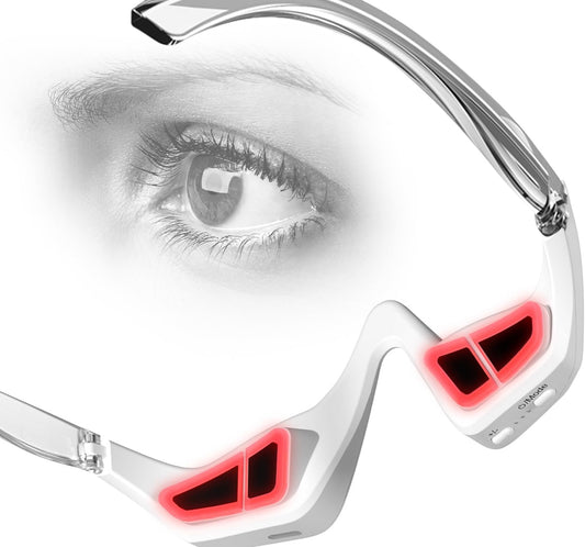 Under Eye Red Light Therapy Glasses, Red Light Therapy for Eyes with Microcurrent, Eye Massager for Bags, Dark Circles, Puffiness, Fine Lines, and Eye Fatigue Relief | Eye Mask for Rejuvenation