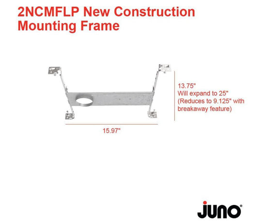 Juno New Construction Mounting Frame, Compatible with Round or Square Canless Downlights
