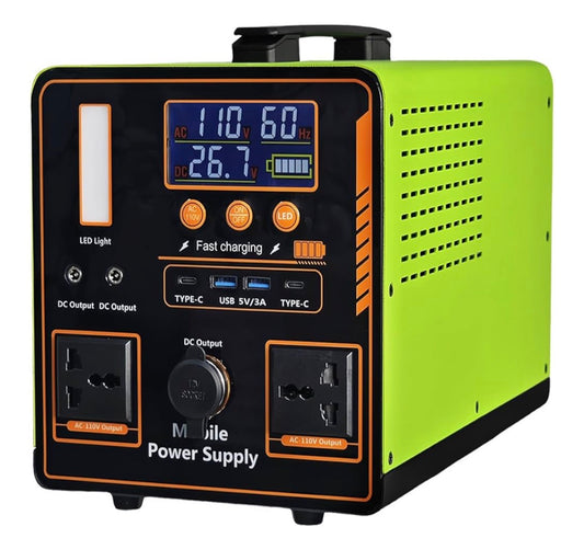 Portable outdoor camping power supply, 1115Wh backup power supply, output power 1200W, with pure sine wave 110V AC socket, suitable for outdoor camping home power outage emergency