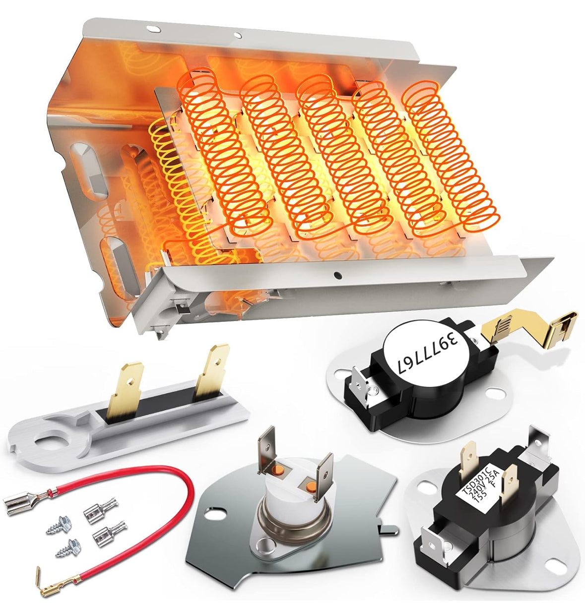 279838 Dryer Heating Element for Whirlpool Kenmore Maytag Amana Roper, Dryer Heating Element Parts Include Dryer Thermostat Thermal Fuse, Replaces 2406026 3403585 w10724237