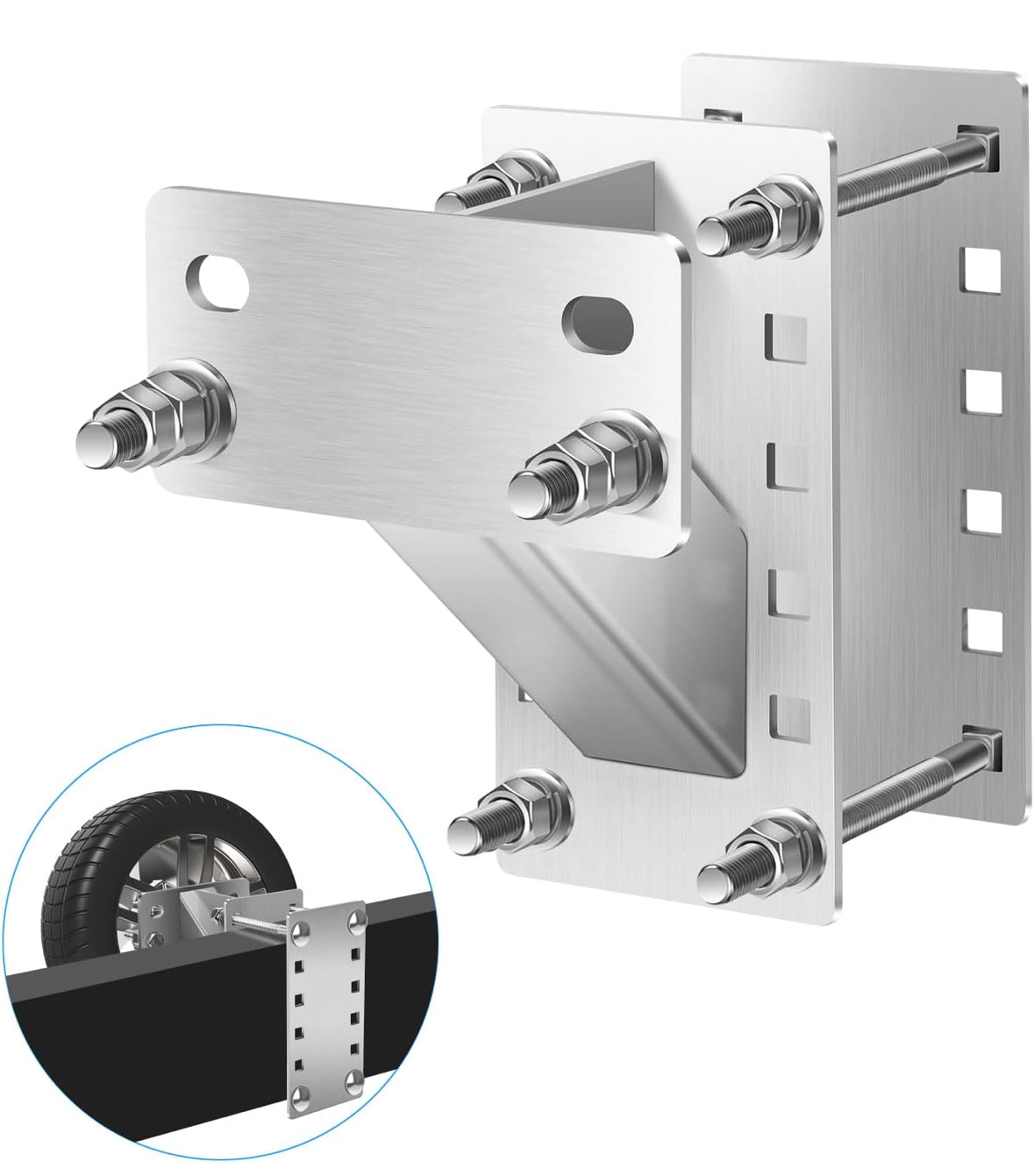 Spare Tire Carrier, Yaheeda Stainless Steel Trailer Tire Mount,Holds up to 150 Lbs Tire Holder Bracket Fit 4 & 5 & 6 Lugs Trailer Wheels on 4", 4.5", 4.75", 5" and 5.5" Bolt Patterns, YAHE1475