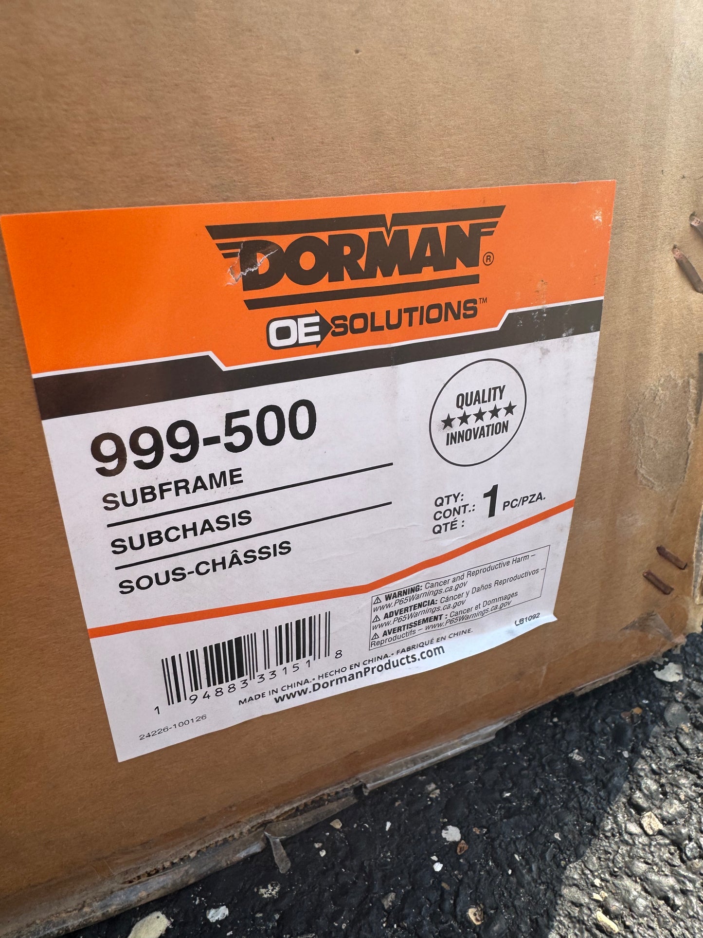 Dorman 999-500 Front Suspension Subframe Compatible with Select Dodge/Jeep Models
