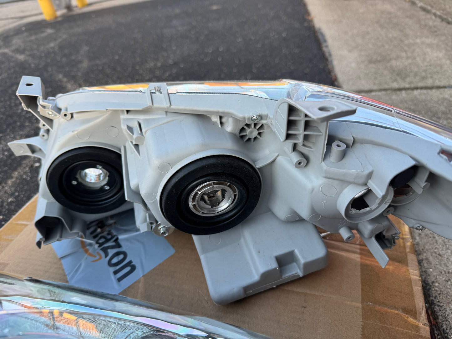 Headlights Assembly Compatible with 2007-2009 Toyota Camry Headlamp Chrome Housing with Amber Reflector Driver and Passenger Side ABS Plastic