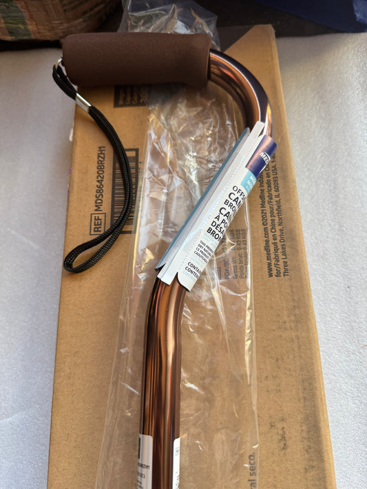 Medline Aluminum-Bronze Offset Walking Cane, Adjusts 29–38” & Supports Up to 300 Lbs.