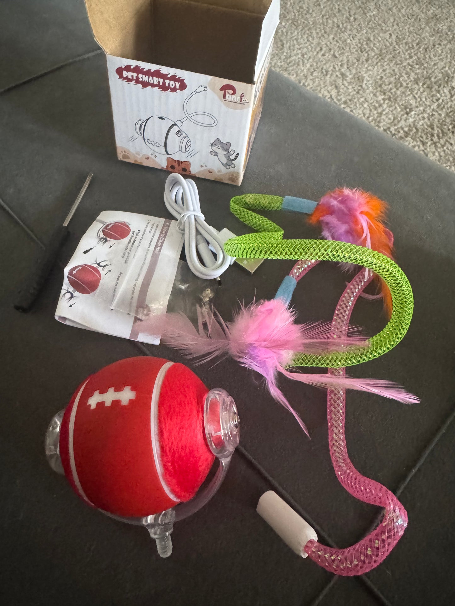 Interactive Cat Toys for Indoor Cats,3 Modes Electric Moving Cat Ball with Feather Tail,800MAH Large Capacity & Low Noise,Automatic Kitten Toys for Bored Indoor Adult Cats
