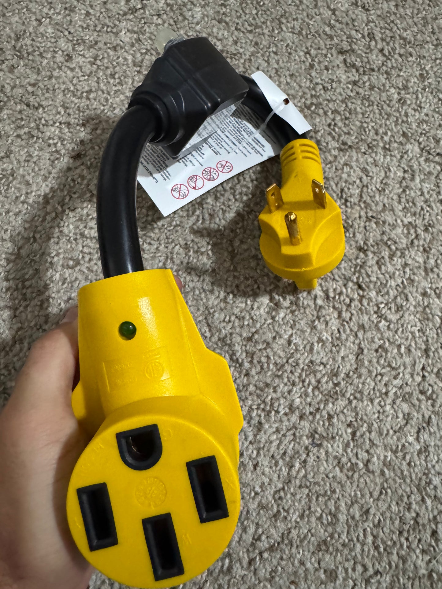 Overload Protector 30 Amp to 50 Amp RV Adapter Plug for Camper with Circuit Breaker, NEMA TT-30P to NEMA 14-50R Electrical Power Adapter with LED Power Indicator, RV Dogbone Adapter Cord, 18 Inch