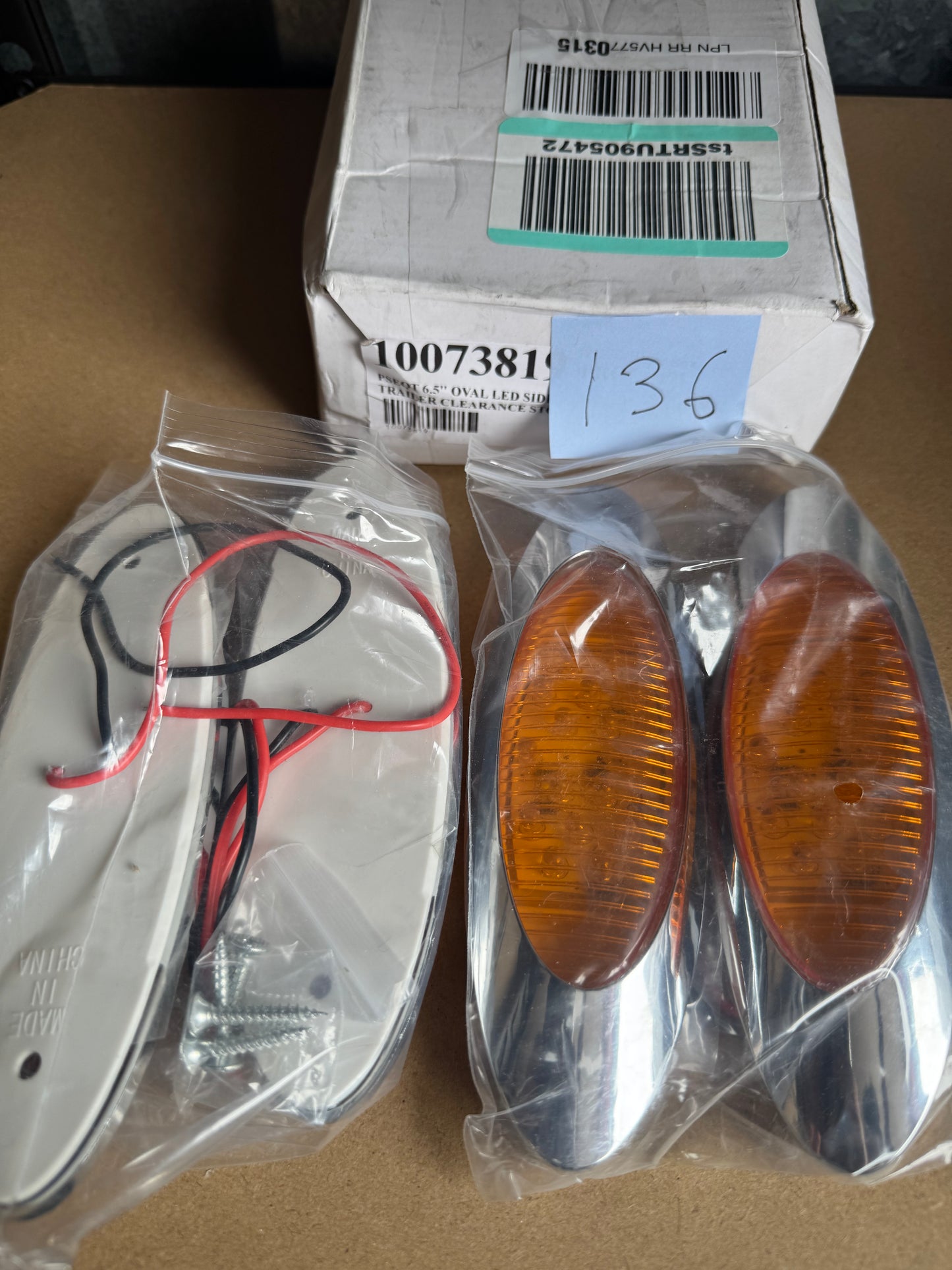 PSEQT 6.5'' Oval LED Side Marker Lights Trailer Clearance Stop Turn Signal Lights w/Red Lens Surface Mount 16LED Fender Front Rear Running Light Waterproof for Truck Pickup Caravan RV Bus (Amber)